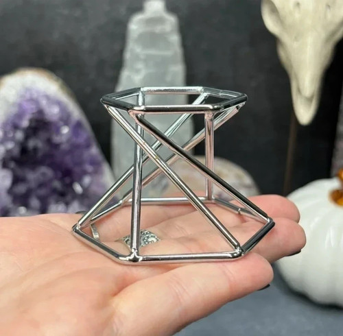 Silver metal geometric - silver, crystal