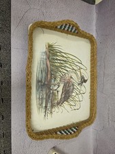 Vintage Wicker Tray - Purple