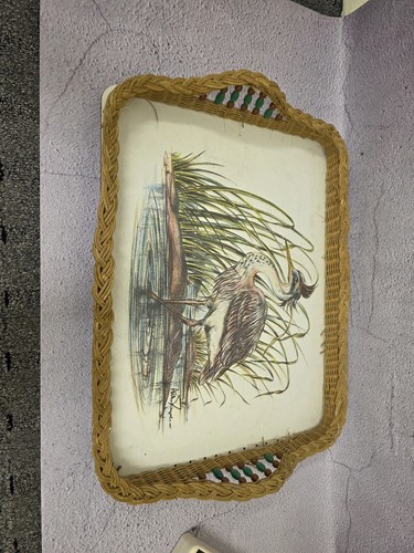 Vintage wicker tray - vintage,