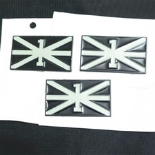 3x Matte Black White UK Flag