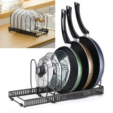 Pan Pot Lid Organiser Adjustable Storage Rack Kitchen Cupboard Saucepan Holder