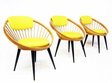 Three Swedish 1950s Circle Chairs by Yngve Ekstrom retro cocktail danish atomic