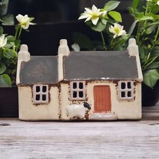 Shudehill Giftware Ceramic Village Pottery Rustic Ceramic Tealight Cosy Cottage