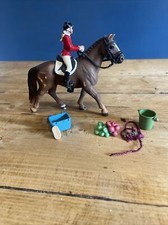 Retired Schleich 13729 Hanoverian Mare Horse 42056 Show Jumping Tack & Rider