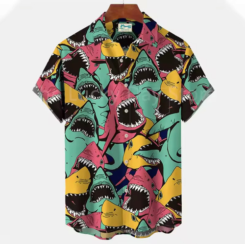 Mens button down shirts shark - button,