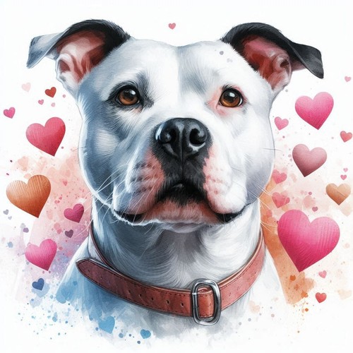 Luxury white staffie staffy - luxury,