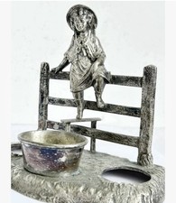 Sheffield Victorian Silver Plated Cruet Set / Glass Is Missing/ Figurine Girl