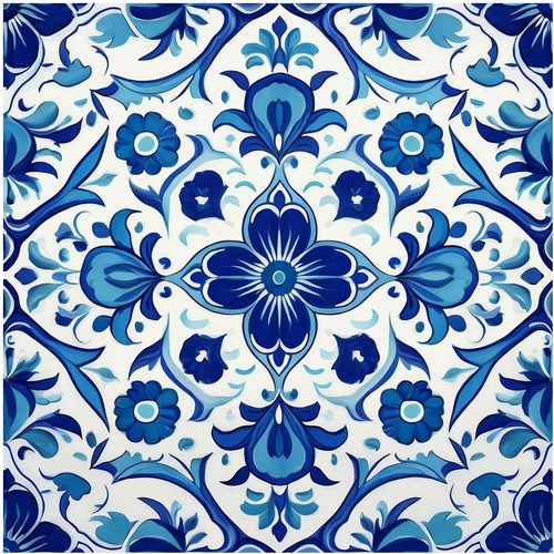 Tile mural blue turkish iznik - tile,