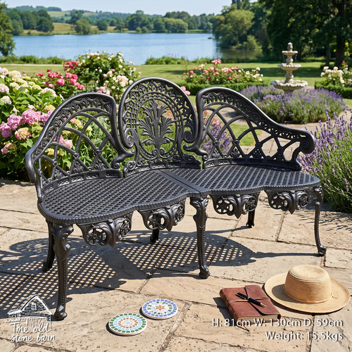 Cast aluminium garden bench - aluminium,