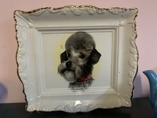 Vintage Collectable Silver Grey Poodle Display Plate