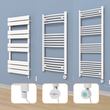 Prefilled Straight Curved Flat Panel Electric Heated Towel Rail Radiator White