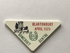 caravan plastic plaque - somerset centre. glastonbury april 1979