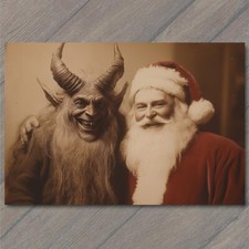 POSTCARD Krampus Evil Santa Christmas Weird Festive Scary Unusual Creepy XMAS