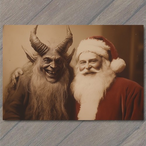 Postcard krampus evil santa - postcard,