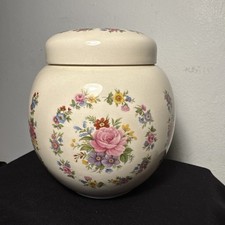 Sadler Pottery Vintage Storage Ginger Jar Pot Caddy With Floral Design Flowers