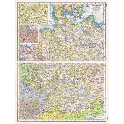 Antique map 1920 - map, germany