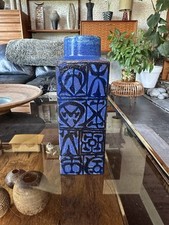 Vintage 1960s Royal Copenhagen Faience Vase 704 / 3259 In Blue By Nils Thorsson