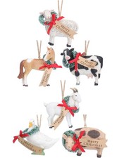 Gisela Graham Farm Christmas Tree Decorations Horse Sheep Cow Goose Goat Pig 