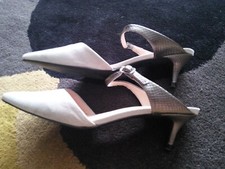 Next Ladies 6 Mule / Slip On Shoes in Light Grey/Pewter