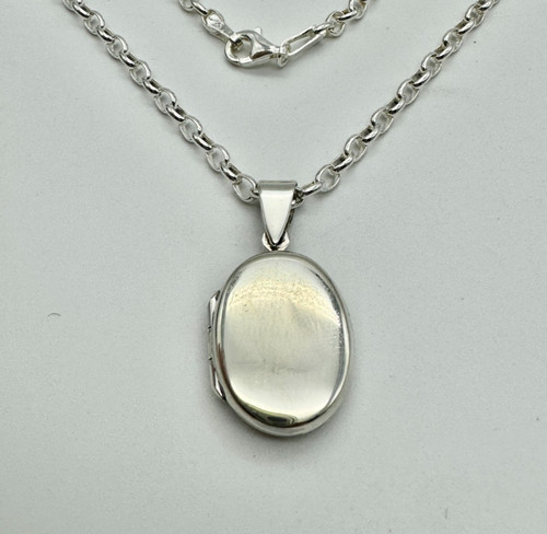 925 solid sterling silver - silver, oval