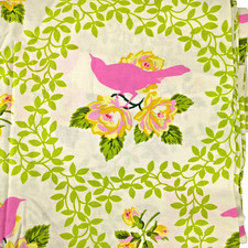 Heather Bailey Up Parasol Fabric Pink Mockingbird Bird Floral Cotton 4 YARDS OOP