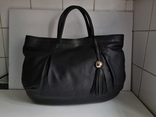 FURLA DESIGNER WOMENS BLACK REAL LEATHER TOP HANDLE TOTE SATCHEL HANDBAG