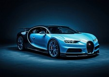Bugatti Chiron Poster - Iconic Blue Supercar Wall Art 16x12/20x16/24x18/36x24
