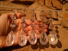 50s RARE & UNUSUAL Vintage Chandelier Glass Crystals Gorgeous Crinoline Drops x5