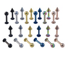 Labret Bar Lip Piercing Stud Monroe Tragus Helix Cheek Stainless Steel Ball Cone