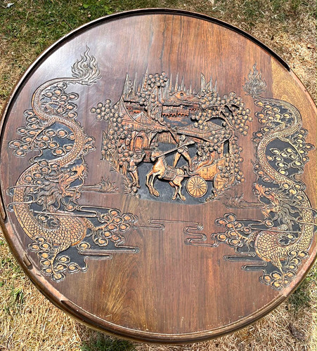 Chinese low round dark - chinese, wood