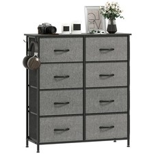 HOMCOM Fabric Chest of Drawers, 8 Drawer Dresser for Bedroom, Charcoal Grey