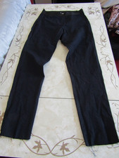 Women's L K Bennett Navy Blue Stretch Trousers Raw Hem UK Size 12 Leg 28"