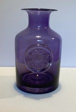 Vintage Dartington Crystal Amethyst Anemone Flower Bottle Art Glass Vase, H20cm