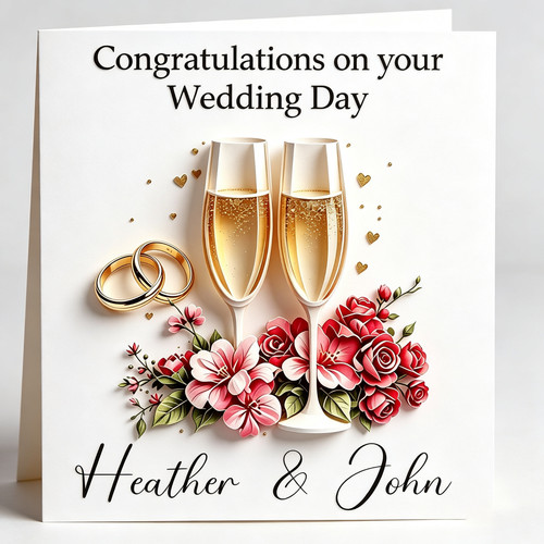 Personalised wedding day - personalised, card
