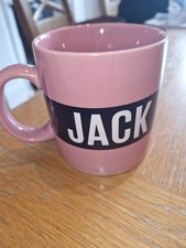 Jack Wills Branded Dusky Pink Black Banded Large Ceramic Mug GC