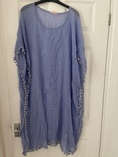 Beach Cover Up One Size 12 14 16 18 20 Blue Bobble Detail