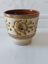 Vintage Pottery Planter Plant Pot Brown Cream Mid Century 70s