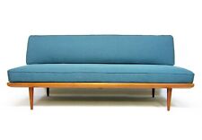 Danish 3-Seater Minerva Teal Blue Sofa Daybed by Peter Hvidt Orla Nielsen retro
