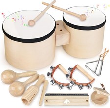 Vanplay Musical Instruments Kids Drum Kit, New but missing wood sounder, open, s