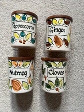 Vintage Geoffrey Maund Handmade X4 Herb Spice Pots and Lids