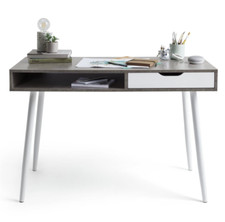  Concrete Style Office Desk - Grey | Sturdy Workstation for Home Office