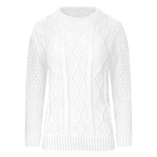 New Ladies Long Sleeve Chunky Cable Knitted Jumper Crew Neck Winter Sweater Top