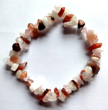 CARNELIAN, ROSE QUARTZ & MOONSTONE CHIP BEAD HEALING CRYSTAL BRACELET FERTILITY