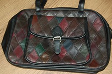 Ladies Black Handbag Lambs Leather Diamond Pattern