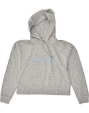 JACK WILLS Womens Crop Graphic Hoodie Jumper UK 6 XS  Grey Cotton KF04