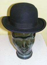 Vintage 1940s black wool felt bowler hat Woodrow & Sons soft top small 6 3/4