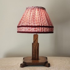 Vintage Art Deco Wooden Oak Lamp Base with Stepped Sides & Block Feet c1930/40 