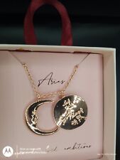 Astrology Aries Necklace Half Moon And Disc Star Sign. Rose Gold Colour. BNIB.