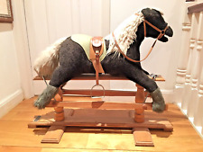 Rocking Horse 1975 hand made labelled "equestris" good condition leather saddle