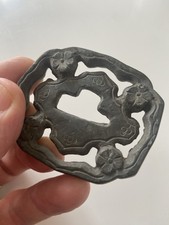 Tsuba Japanese Sword Guard . WW2?. Sukashi Design. Possibly Iron.